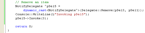 Adding codes to use the Remove method to remove an item from a multicast delegate