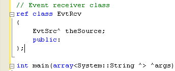 Adding a new class to the project named EvtRcv