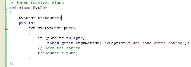 Adding a constructor to the class that takes a pointer to an EvtSrc object and checks that it isn’t null