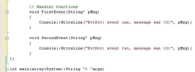 Adding codes to define the member handler functions in EvtRcv that EvtSrc is going to call