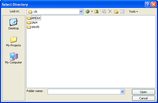 Adding the Windows SDK Library, Lib files directory