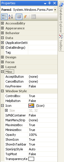 Windows form property page with all sort of controls