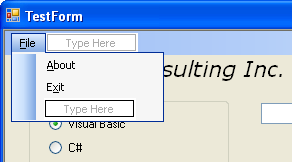 Adding menu items to the MenuStrip