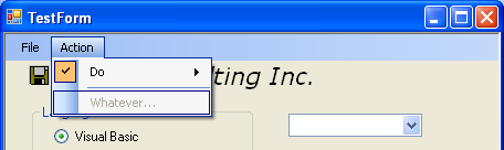 Do menu item with checked and disabled Whatever... menu item