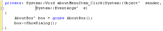 Adding event handler to the menu item click event