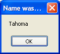 Message box for the selected font