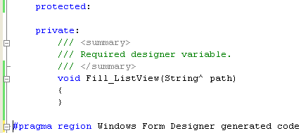 Adding the code to fill the ListView with file and directory information