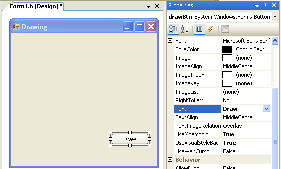 Setting a button properties