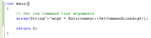 Adding code for command line argument of the Visual C++ .NET programs