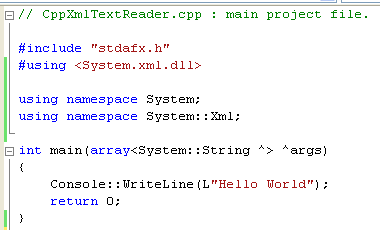 Add header file and class namespace to the top of CppXmlTextReader.cpp
