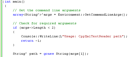 Adding code to the start of the main() function to check the number of arguments and save the path
