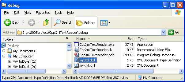 DTD file put under the project debug directory