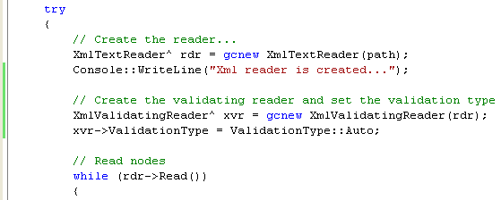 Creating an XmlValidatingReader based on the existing XmlTextReader.