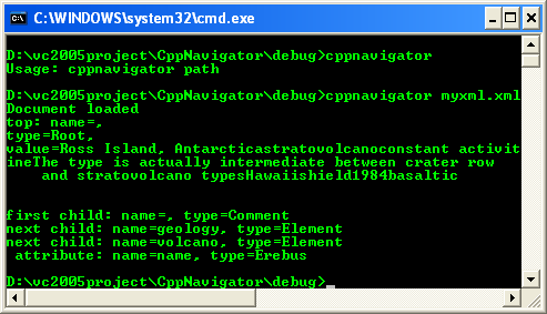 The XPathNavigator program example output
