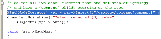 Modifying the expression to return only those volcano elements that have a comment child element
