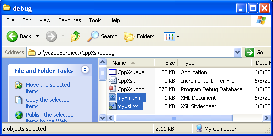 Adding XML and DTD files to the debug directory