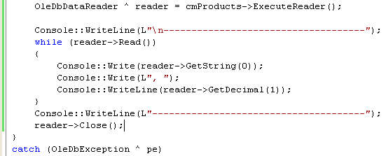 Adding code to close the OleDbDataReader