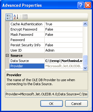 Advanced properties of the database connection