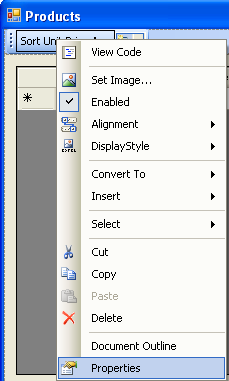 Invoking the property page of the button control
