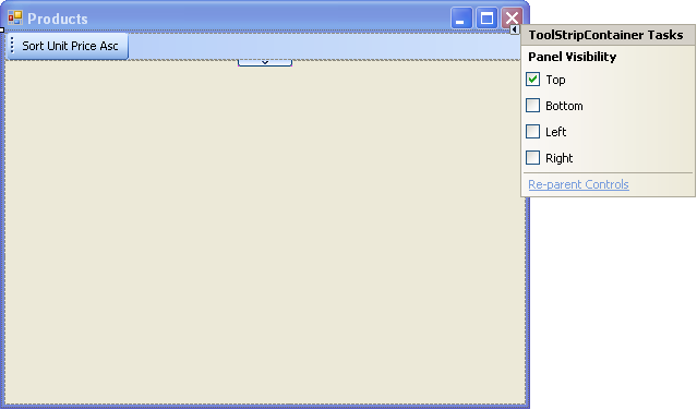 Re-parenting the ToolStripContainer control in the Windows form