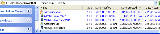 .Net framework files for version 1.0.xxx