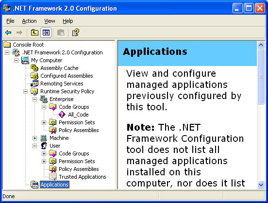 .NET 2.0 Framework snap-in