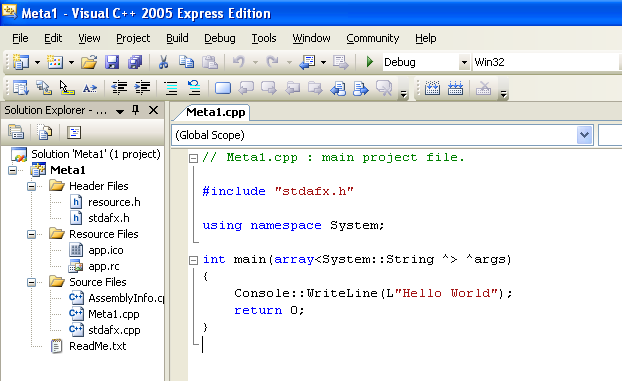 The main project file, Meta1.cpp