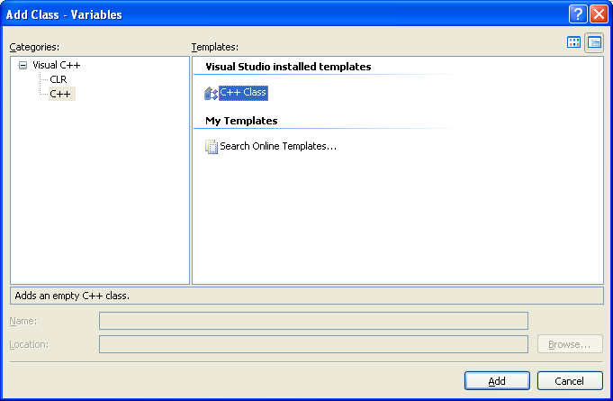The add class categories and templates page