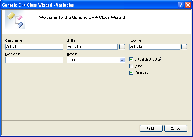Completing the class information